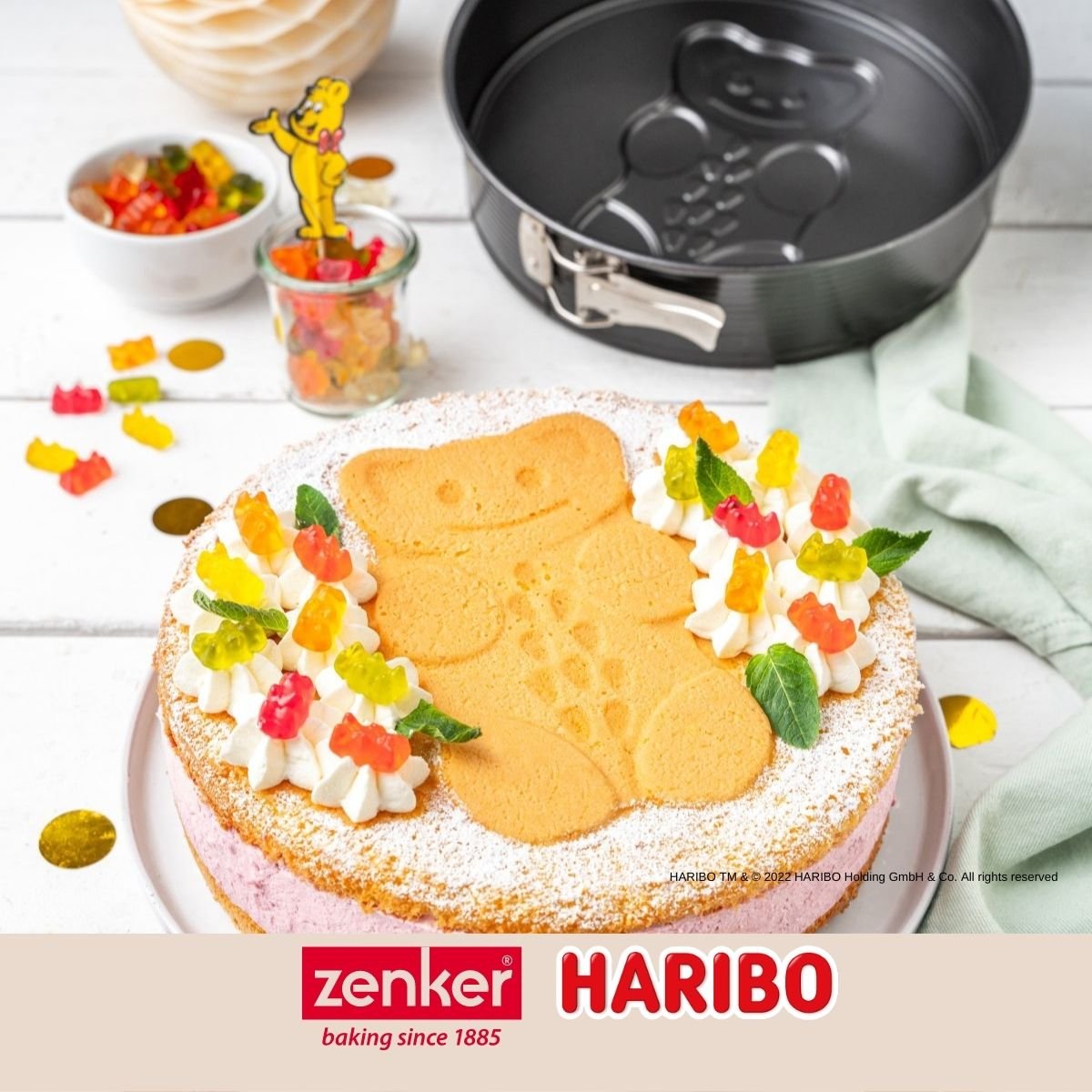 Set pâtisserie moule à manqué 26 cm à charnière motif ourson noir, ZENKER