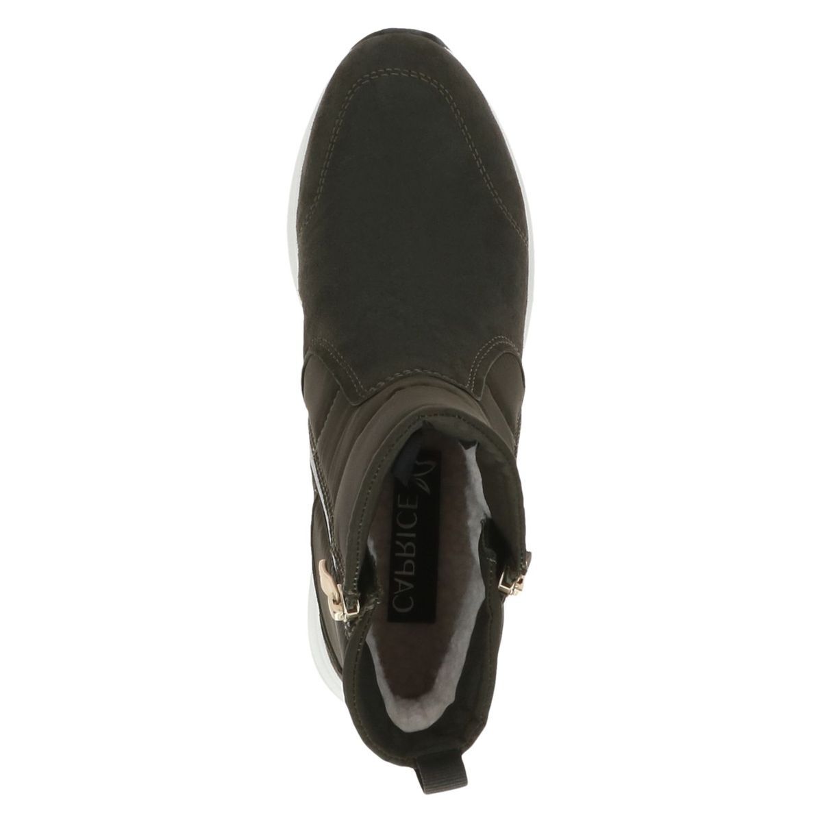 Bottine en cuir vert kaki combiné, CAPRICE