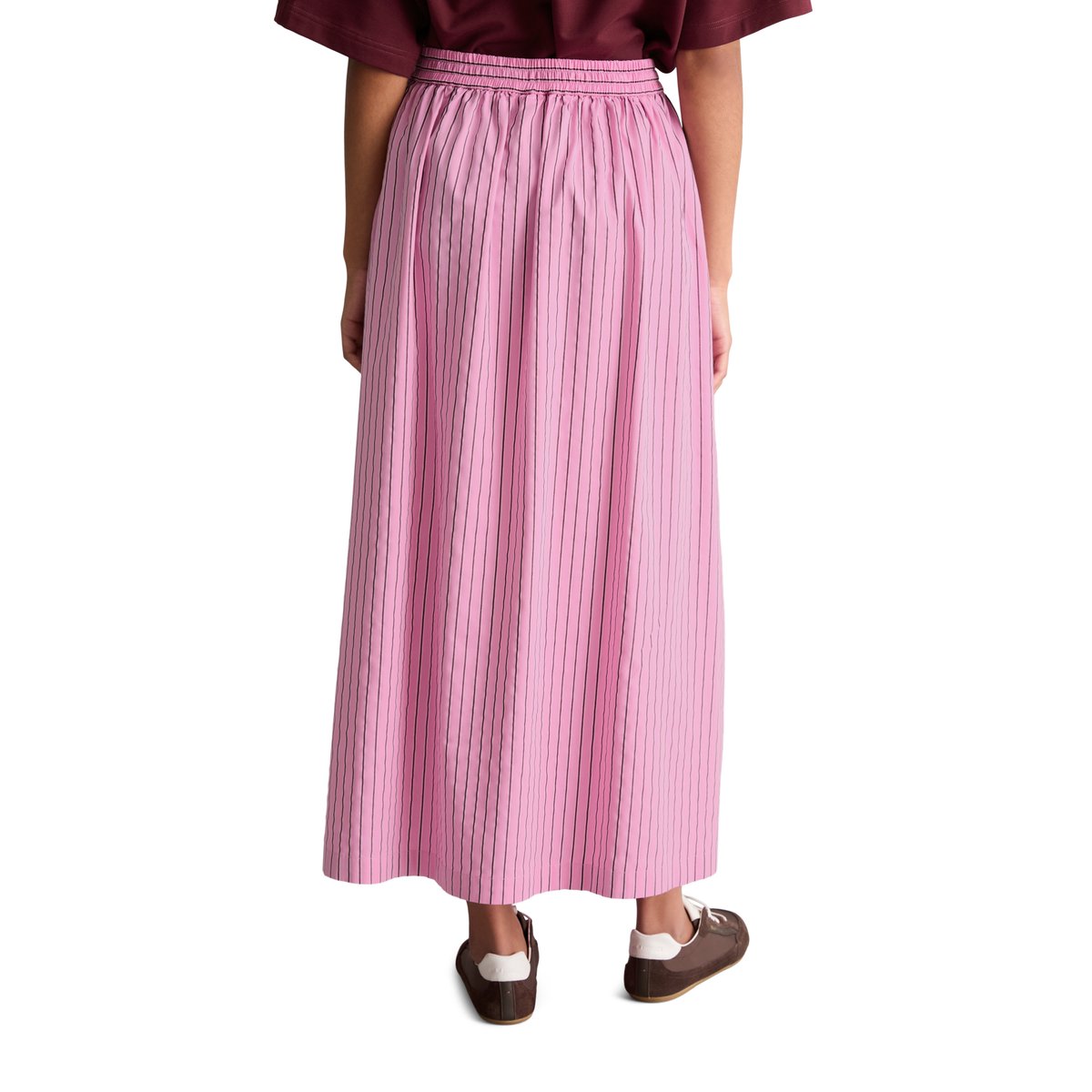 Jupe rayée régulière en mélange Organic Cotton Lyocell rose, MARC O’POLO DENIM