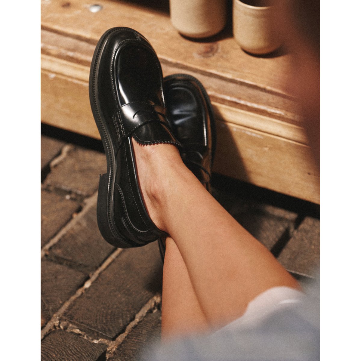 Mocassins DENA cuir box noir, ODAJE