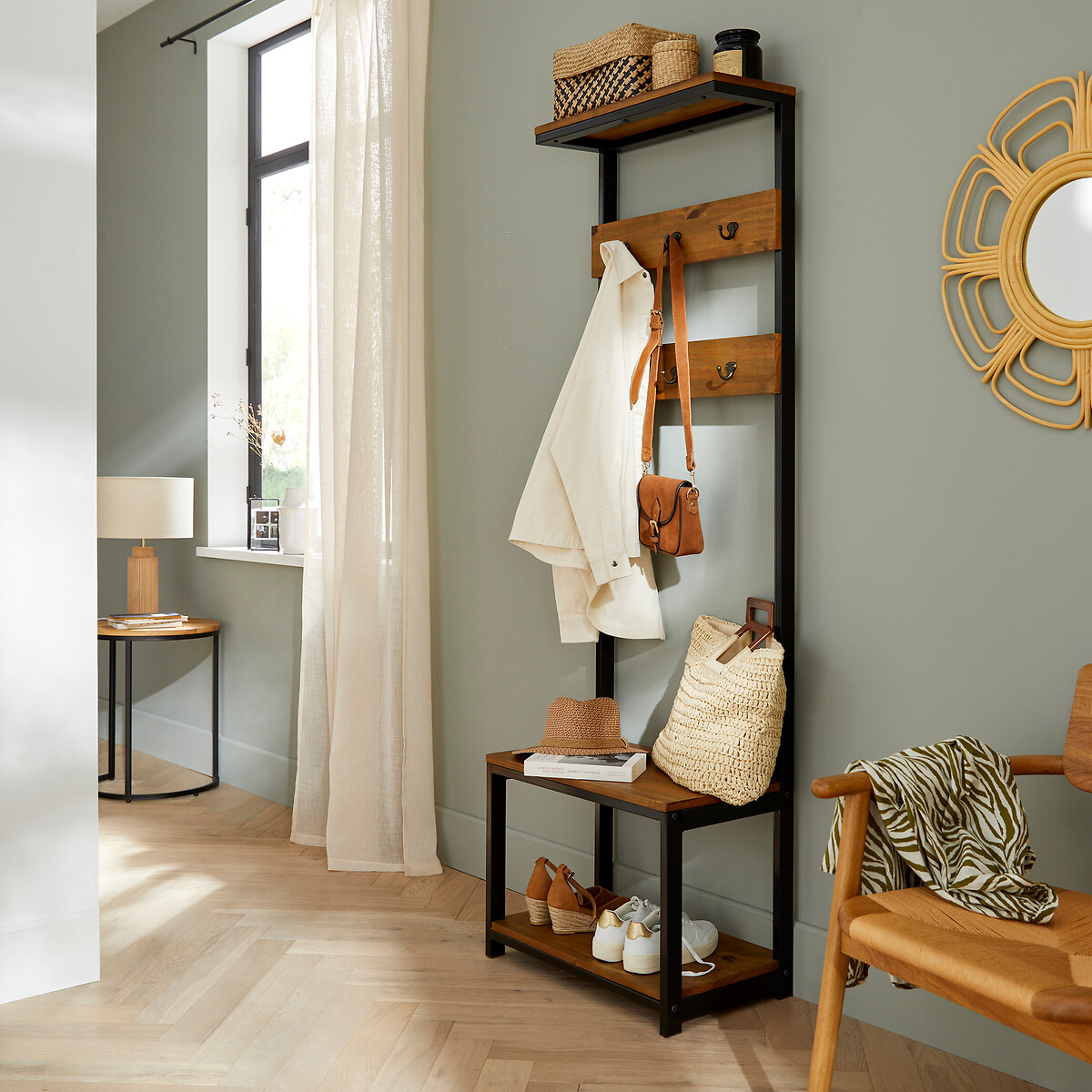 Hiba Hallway Coat Rack & Bench wood/metal, LA REDOUTE INTERIEURS