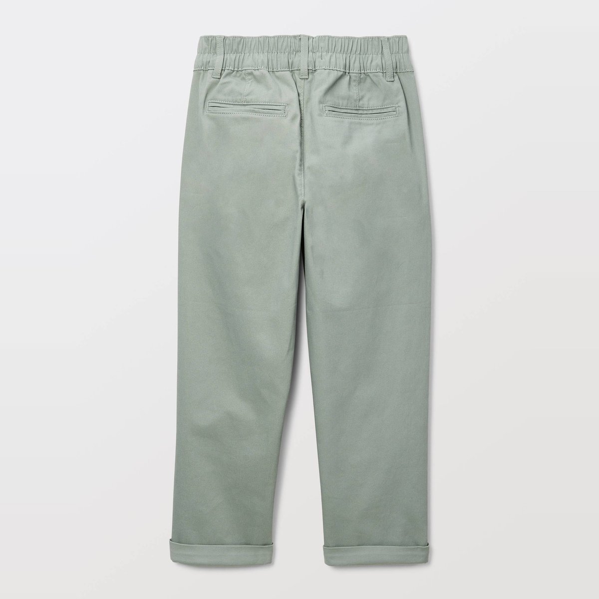 Pantalon droit élastiqué uni en coton beryl, MONOPRIX