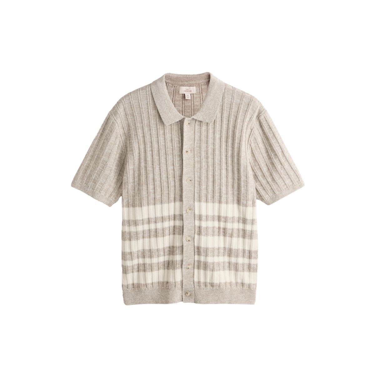 Chemise en maille à rayures lin signature naturel, NEXT