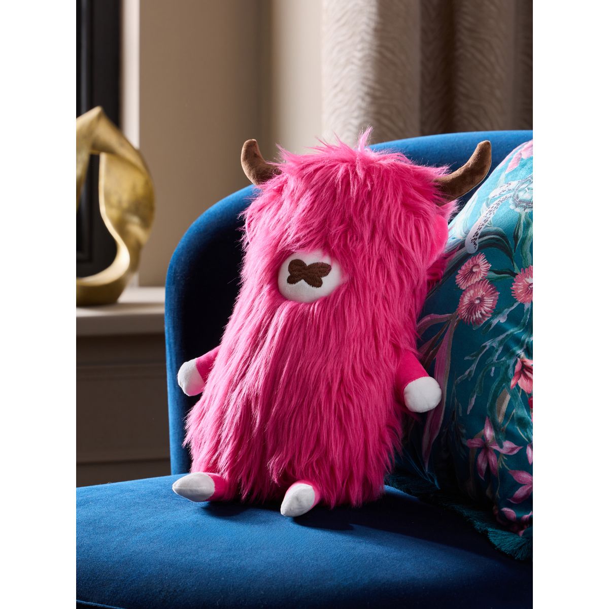 Coussin vache hamish 3d rose fuchsia, NEXT