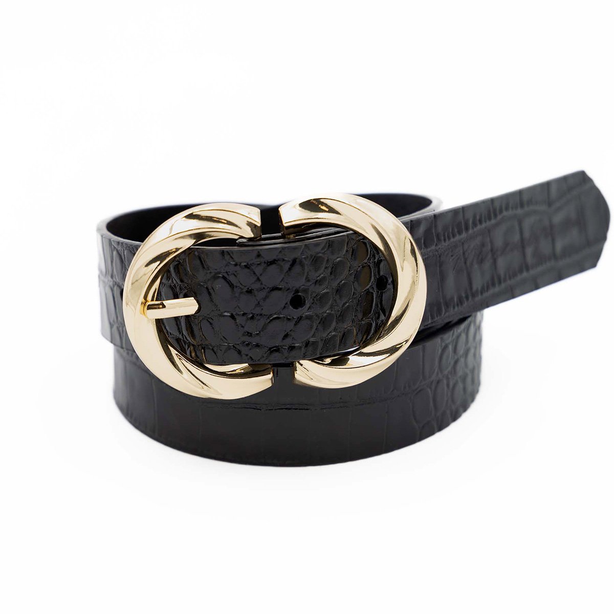 Ceinture motif croco Gianna noir, MISE AU GREEN