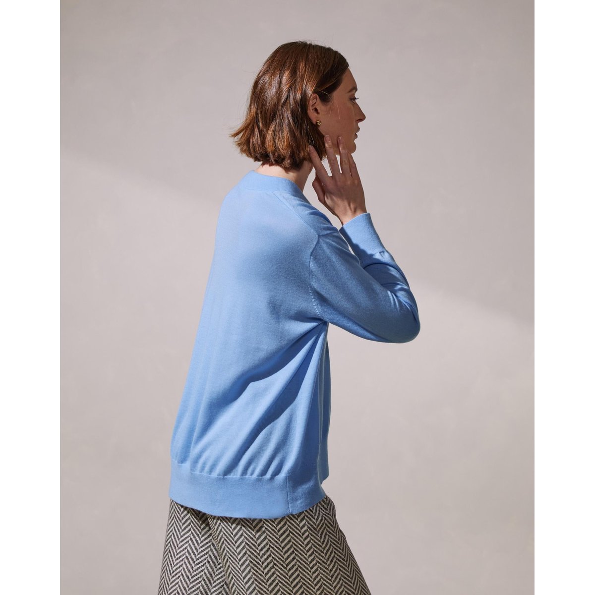 Pull col V oversize en cachemire bleu pale, RODIER