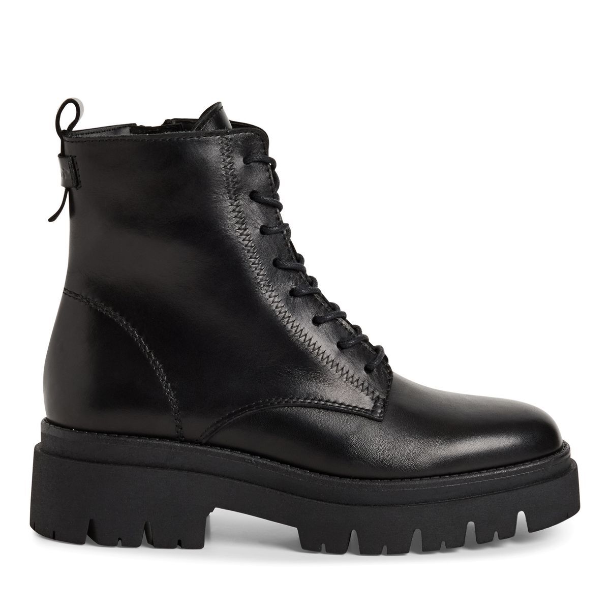 Bottine en cuir noir, TAMARIS