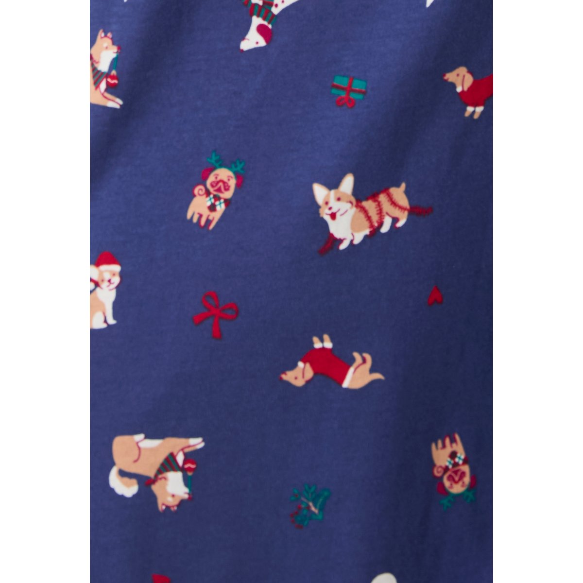 Chemise de nuit de Noël en maille jersey pur coton peigné bleu marine imp., DAMART