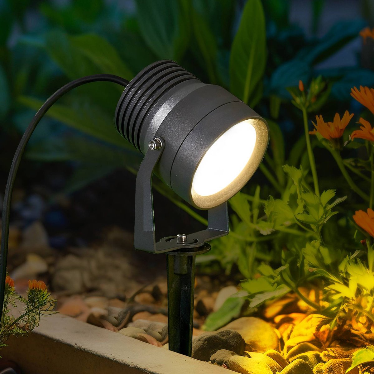 Lampe à planter en aluminium moderneLED gris foncé, clair, LUCANDE