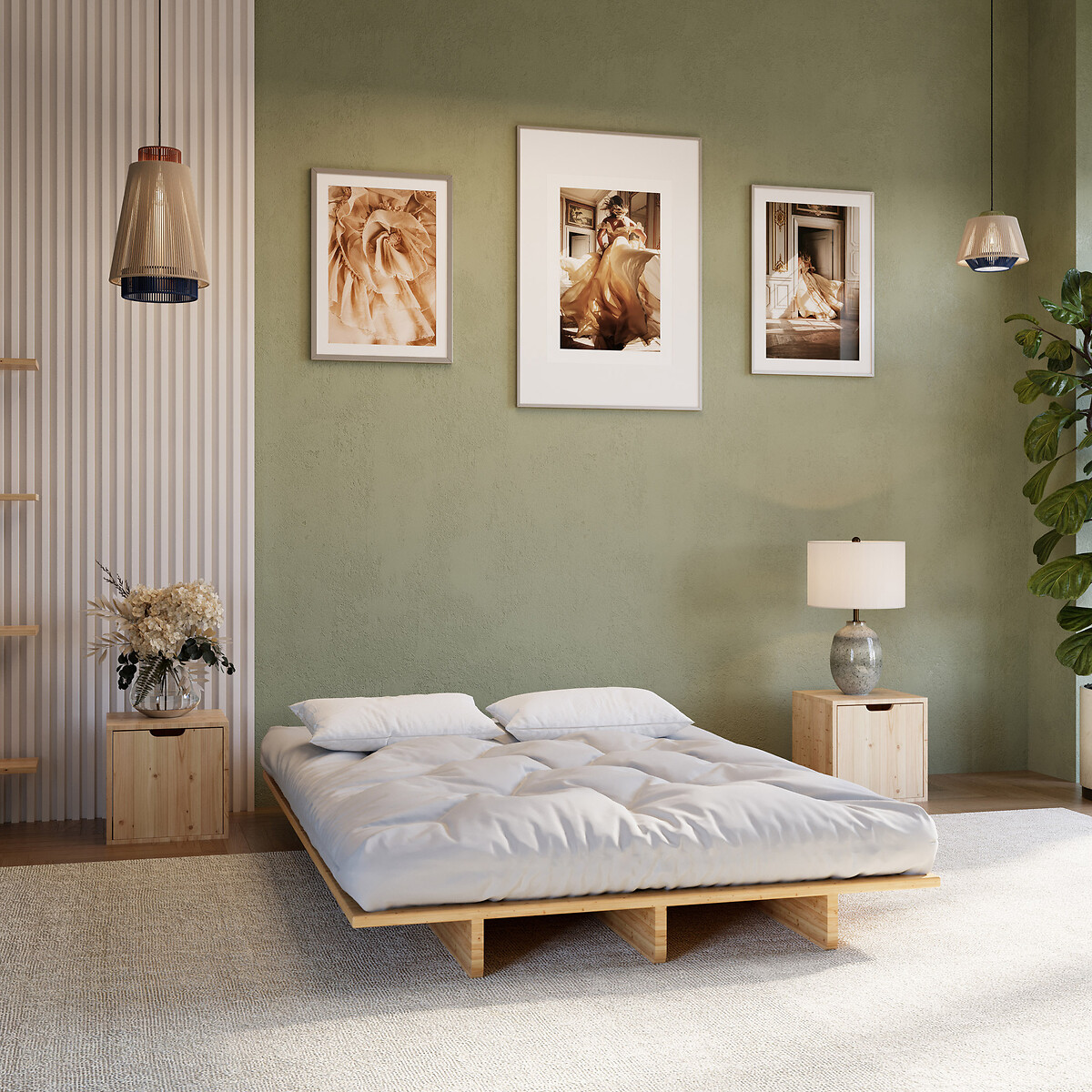 Holz Schlafsofa - Natur - 140X200 cm - zusammengebaut cremeweiss, EUROPE & NATURE