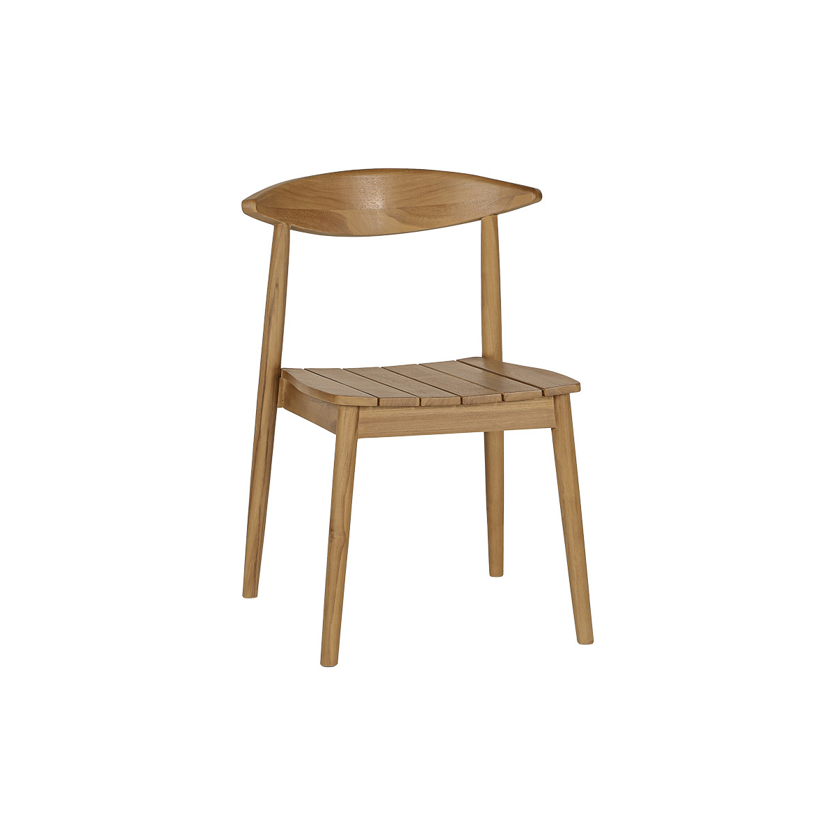 Chaises de jardin empilables en bois teck massif (lot de 2) SAGARA couleur unique, MILIBOO