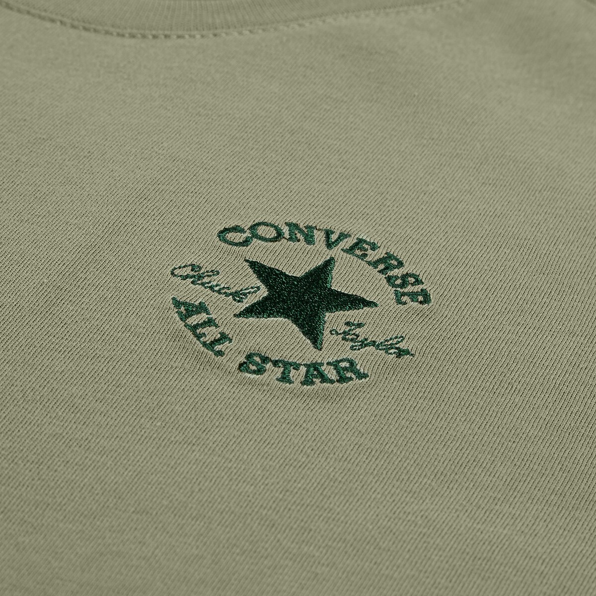 Chest Logo Print T-Shirt with Short Sleeves khaki, CONVERSE