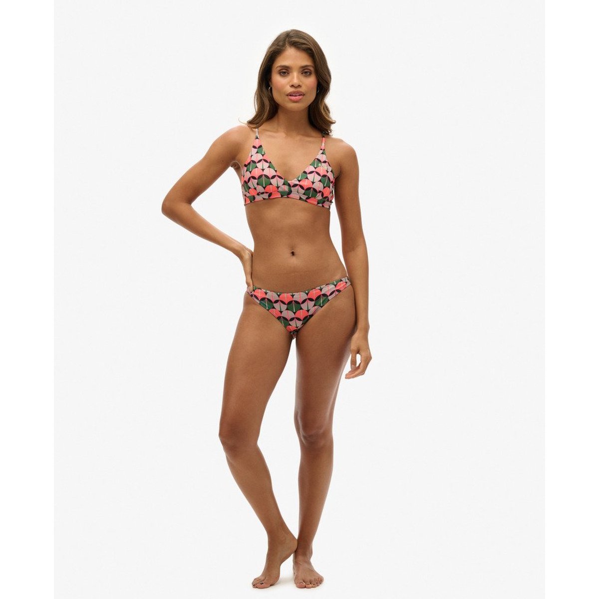 Bas de bikini classique imprimé orange géométrique, SUPERDRY