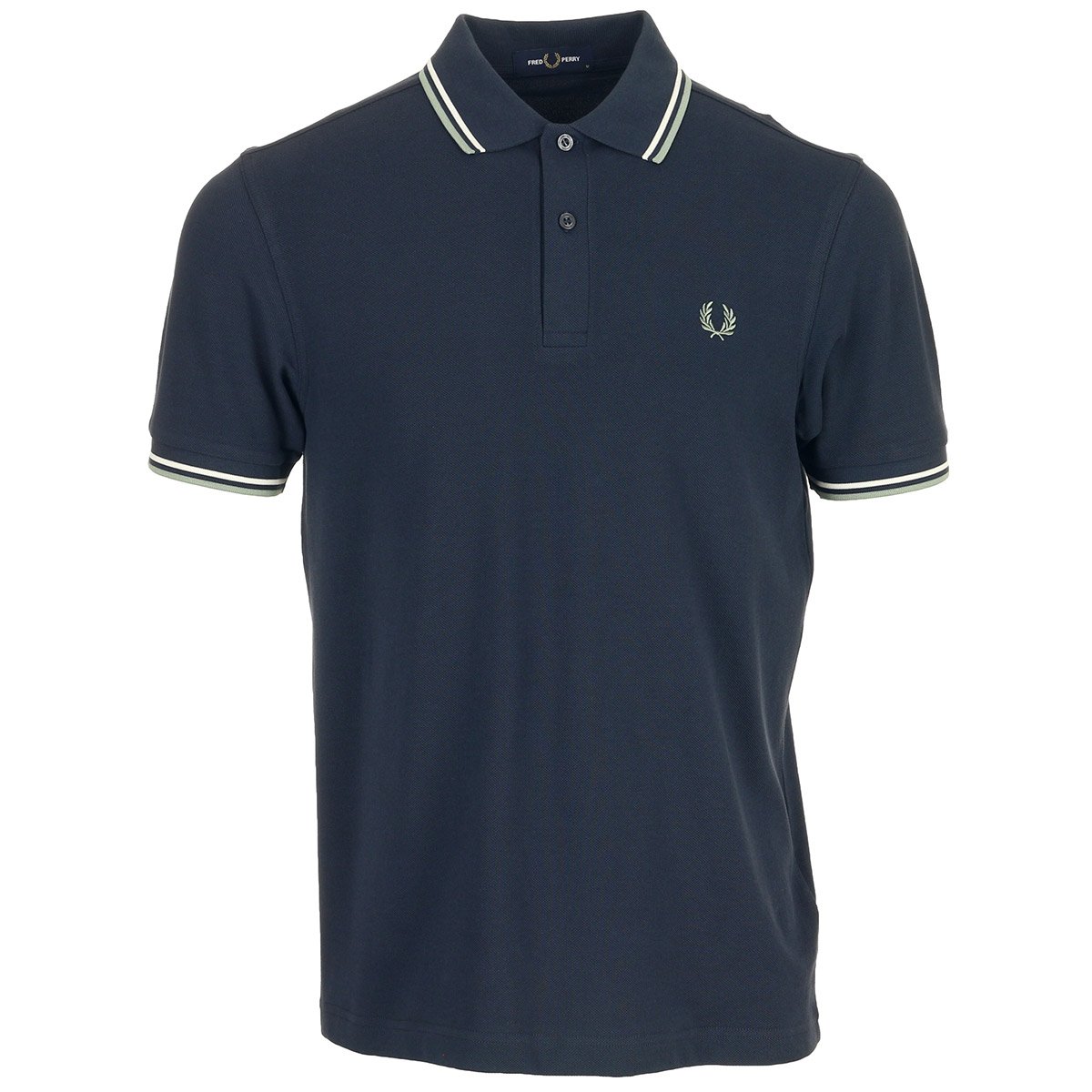 Polo THE TWIN TIPPED SHIRT dark air force ecru seagrasse, FRED PERRY