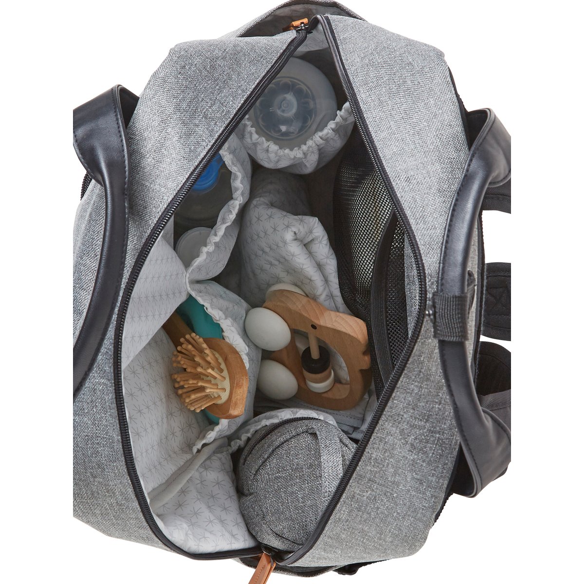 Sac à dos à langer gris chiné, VERTBAUDET