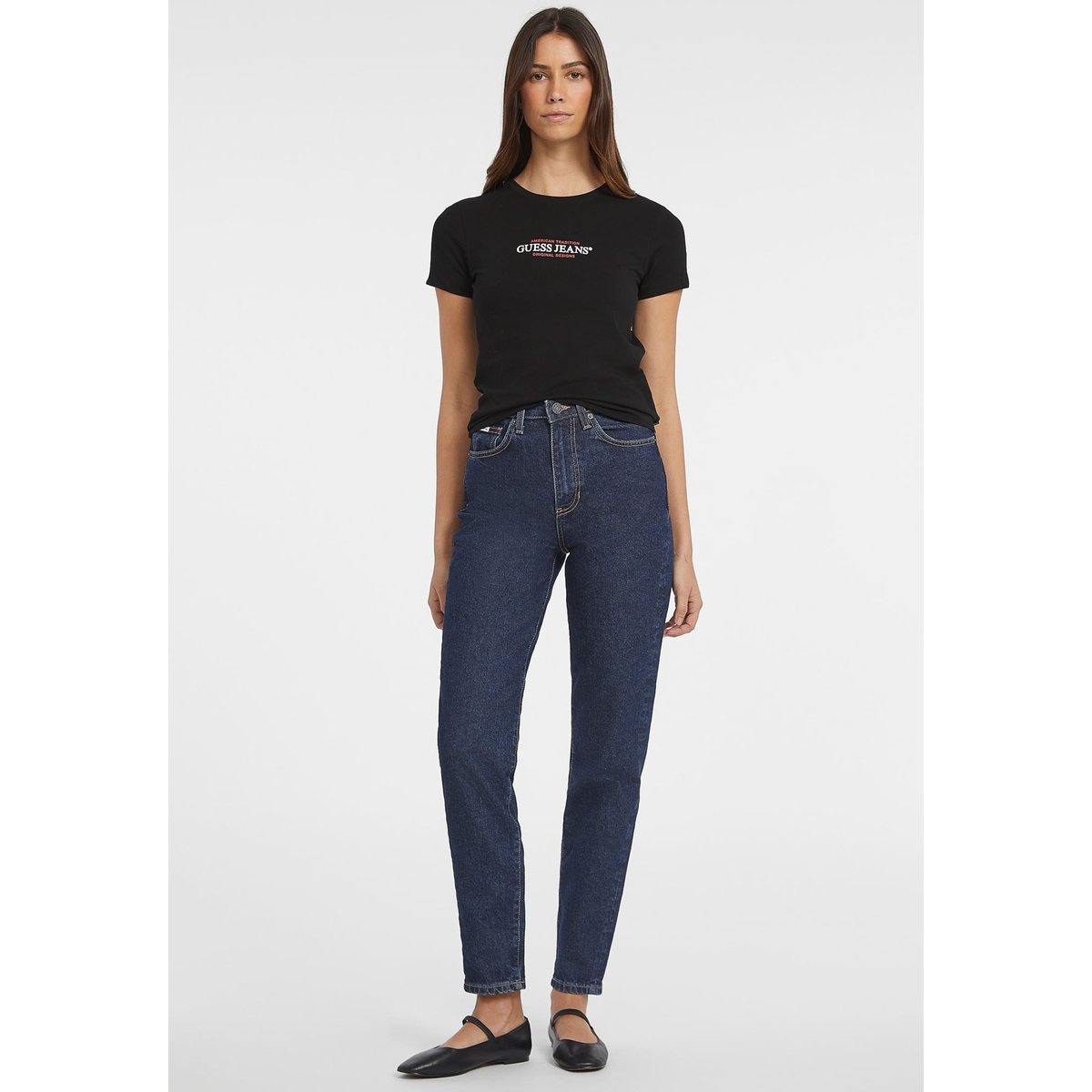 T-Shirt Slim American Tradition noir, GUESS JEANS
