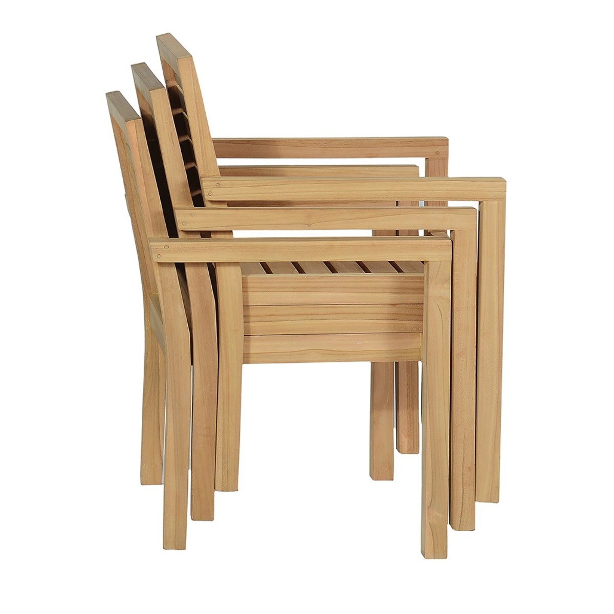 Fauteuil fixe empilable en teck Tivoli naturel, TECK ATTITUDE