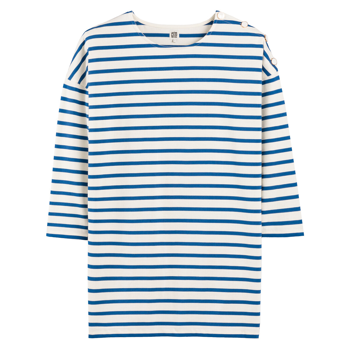 Signatures Breton Striped Dress with Long Sleeves blue with white stripes, LA REDOUTE COLLECTIONS