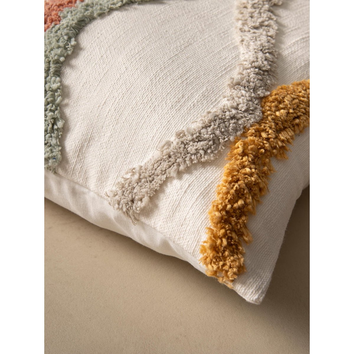 Coussin 100% Coton Géométrique -TUFTED multicolore, KENAY