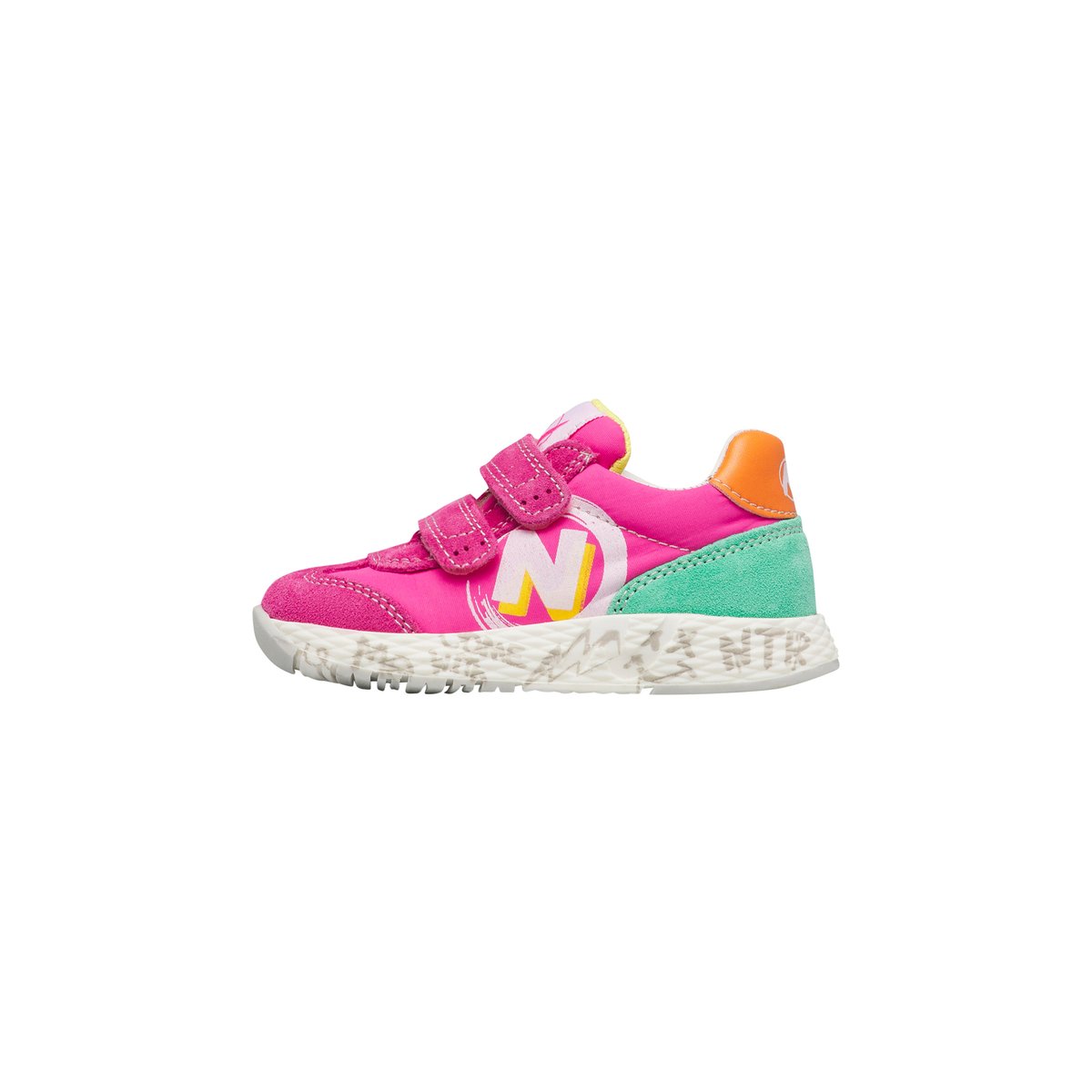 Sneakers en cuir et tissu JESKO 2 VL. fuchsia-blanc, NATURINO