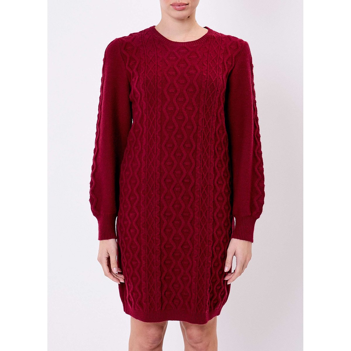 Robe pull maille fantaisie ALATA brun acajou, LA FIANCÉE