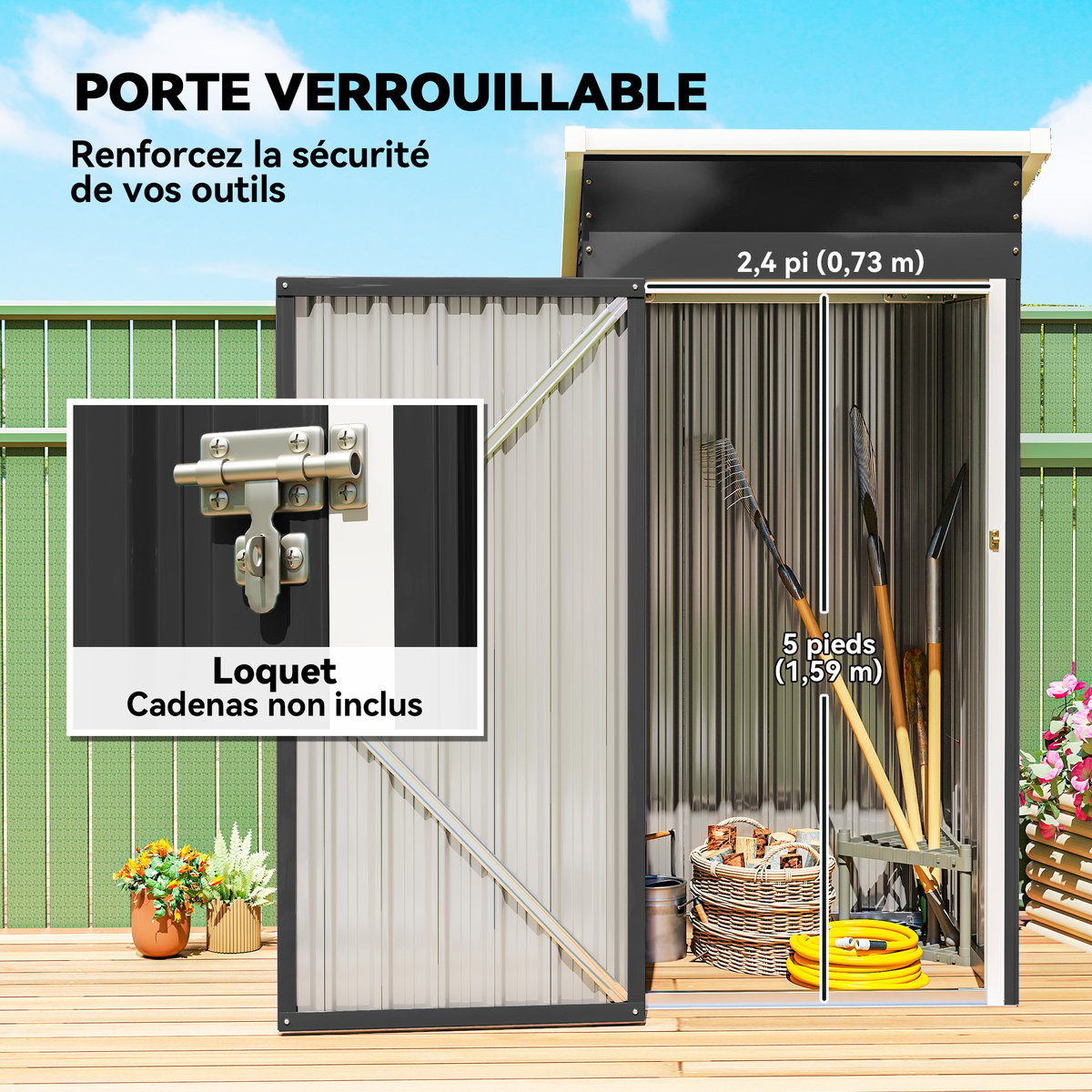 Abri de jardin Acier galvanisé Gris Foncé gris, OUTSUNNY