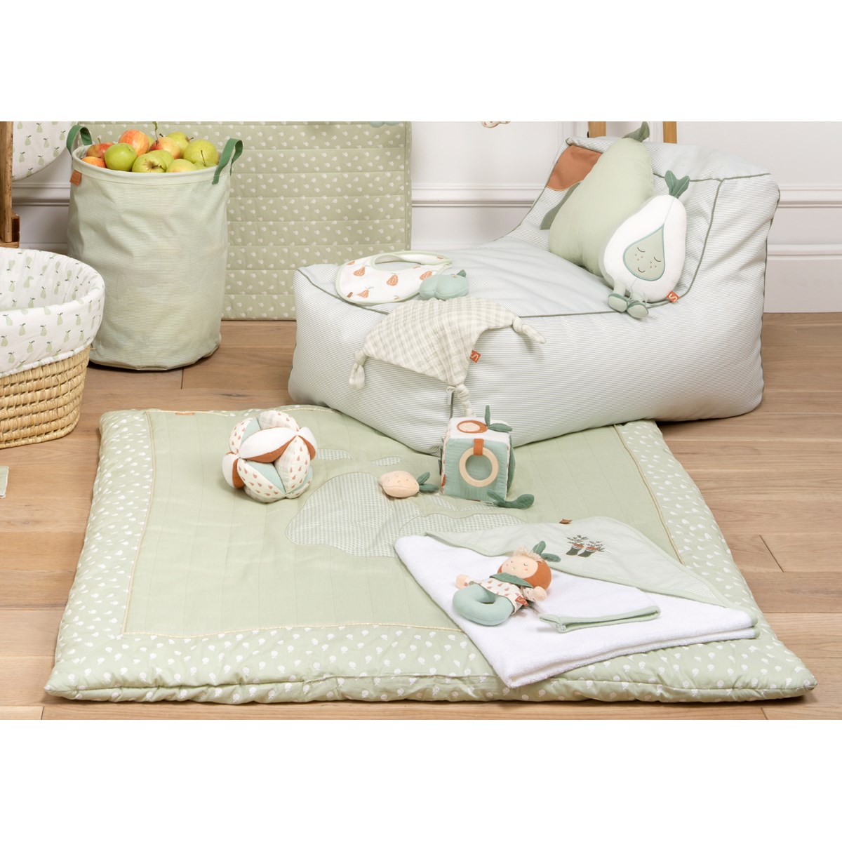 Grand tapis de sol en lin vert, SAUTHON