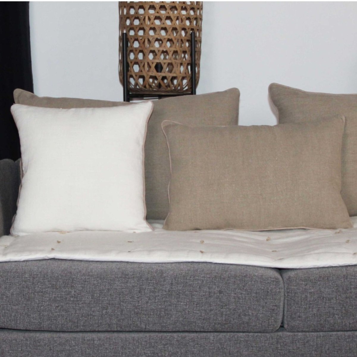 Coussin lin et coton bourdon blanc, SUD ETOFFE