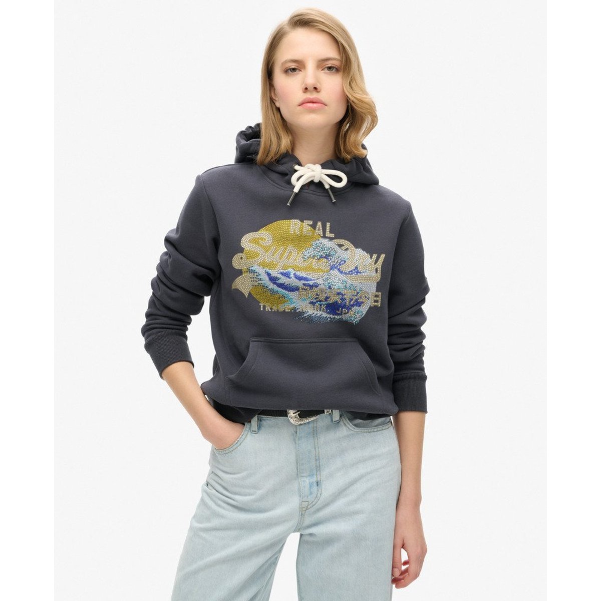Sweat à capuche Vintage Logo Tokyo ébène, SUPERDRY