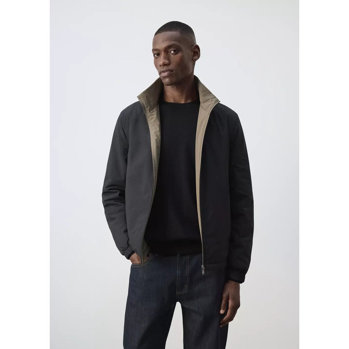 Reversible quilted water-repellent reversible jacket noir, MANGO MAN