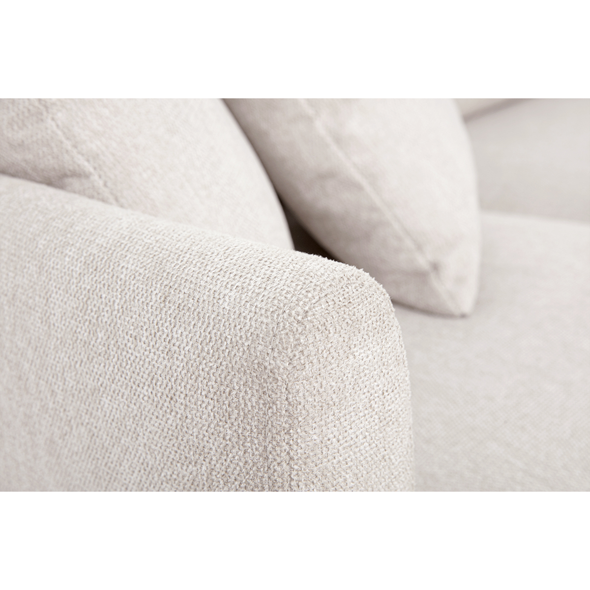 Canapé d'angle droit en tissu effet velours texturé beige 3 places MOSS beige, MILIBOO