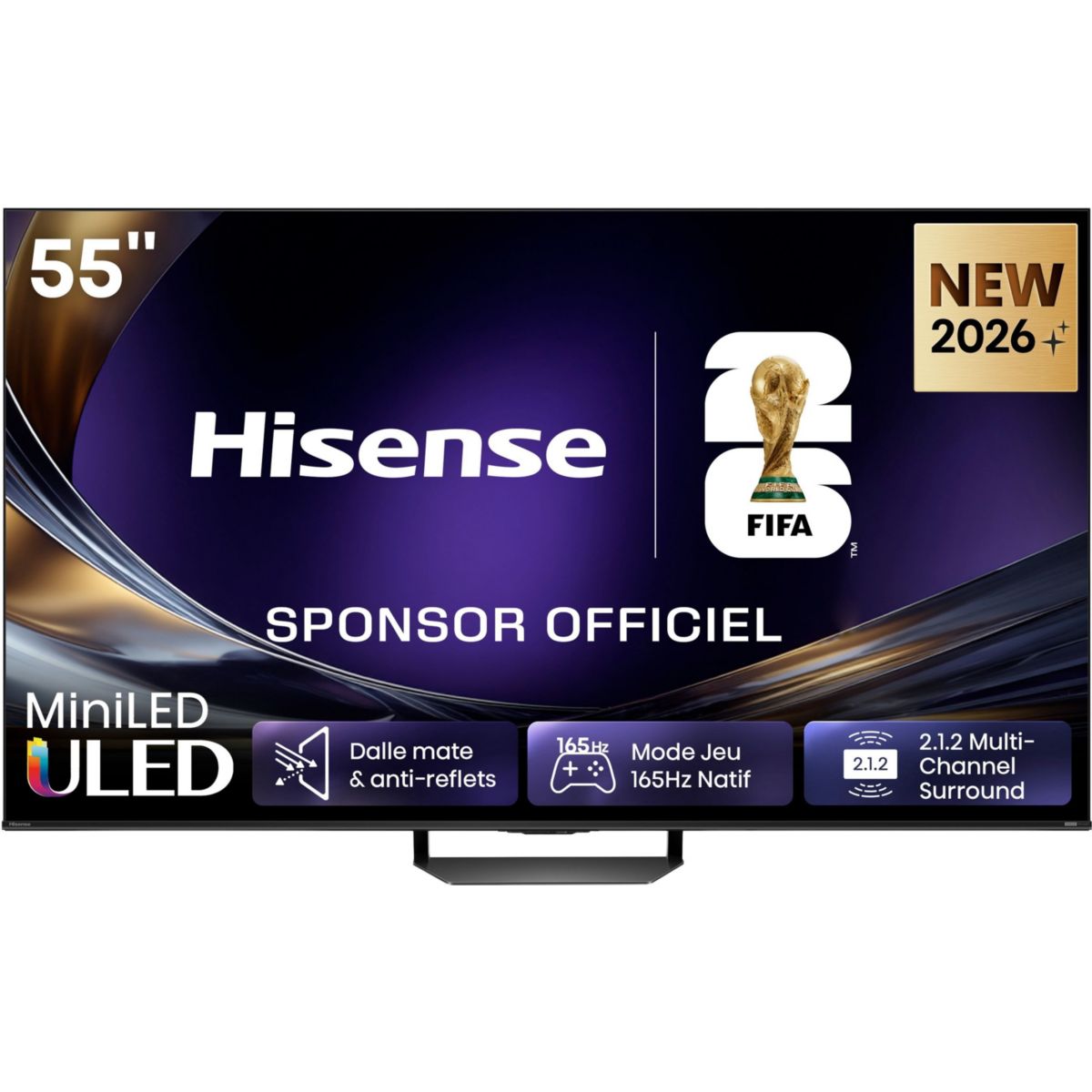 TV Mini LED 55U7S PRO (2026) 55" (139 cm) couleur unique, HISENSE