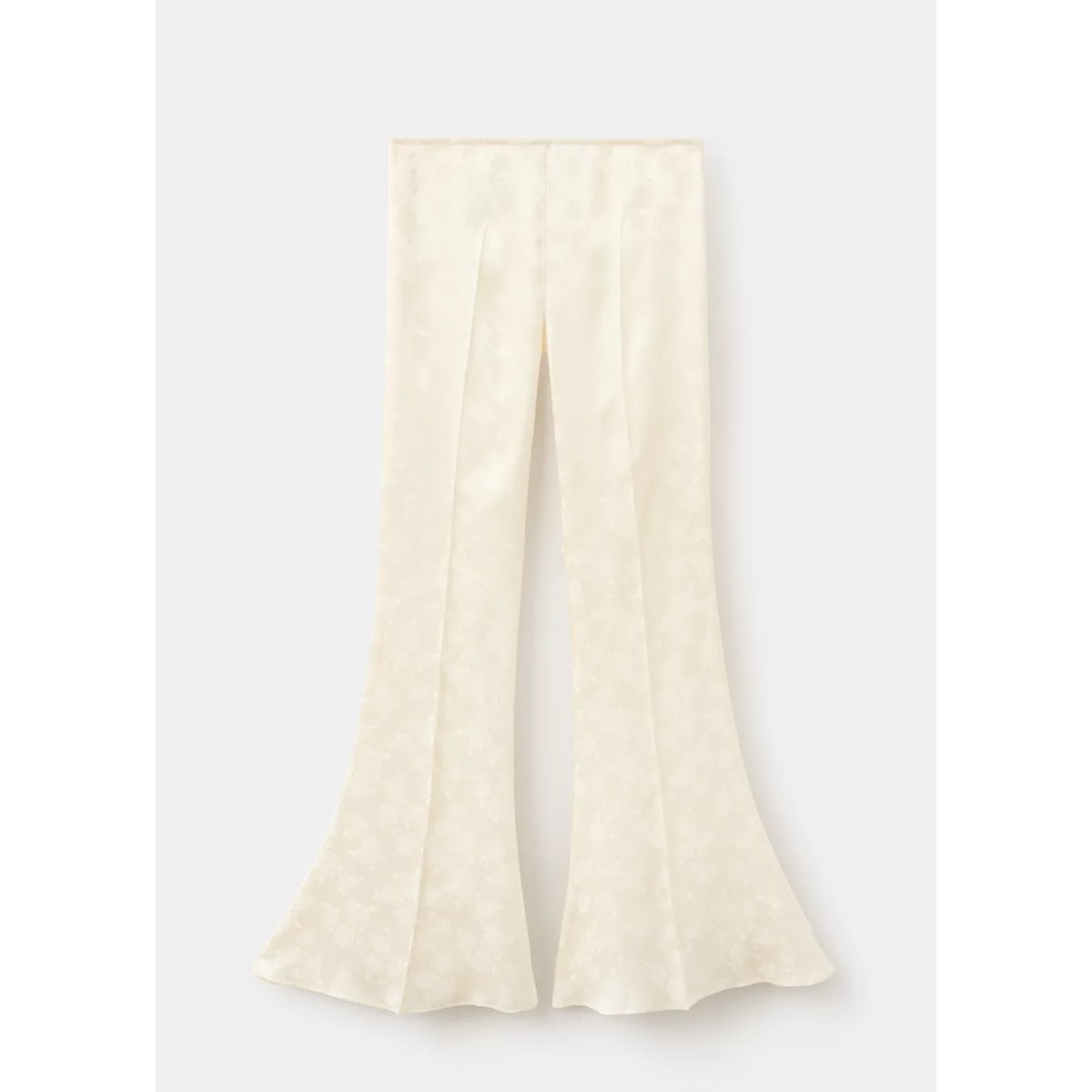 Pantalon flare en jacquard écru, MANGO