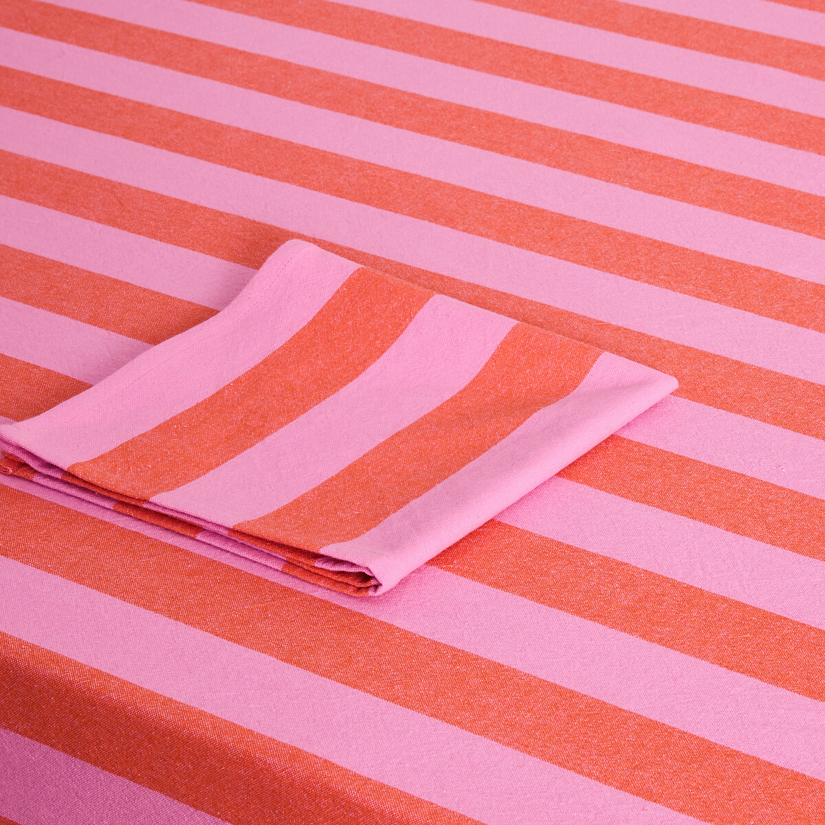 Toalha de mesa às riscas em tecido tingido, 30% algodão reciclado, MIRELLA laranja/rosa, LA REDOUTE INTERIEURS