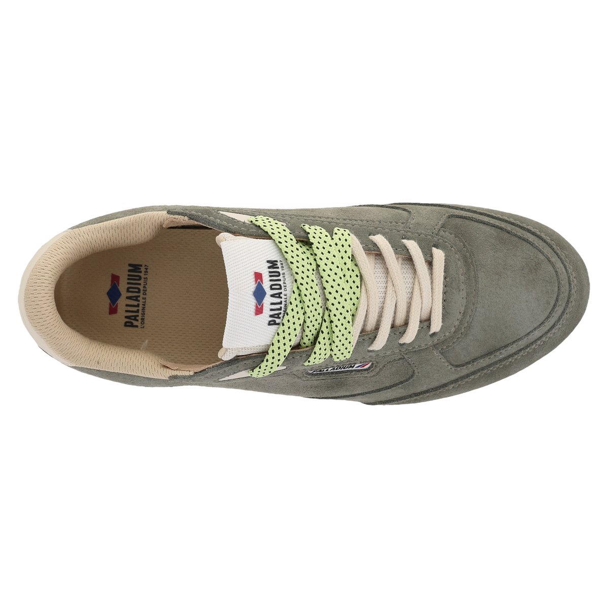 Baskets basses en coton PALLARACER SUEDE vert-vetiver, PALLADIUM