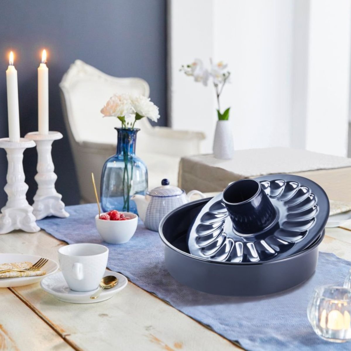 Lot de 2 moules à manqué 26/26 cm en acier BACK-LIEBE bleu, DR OETKER