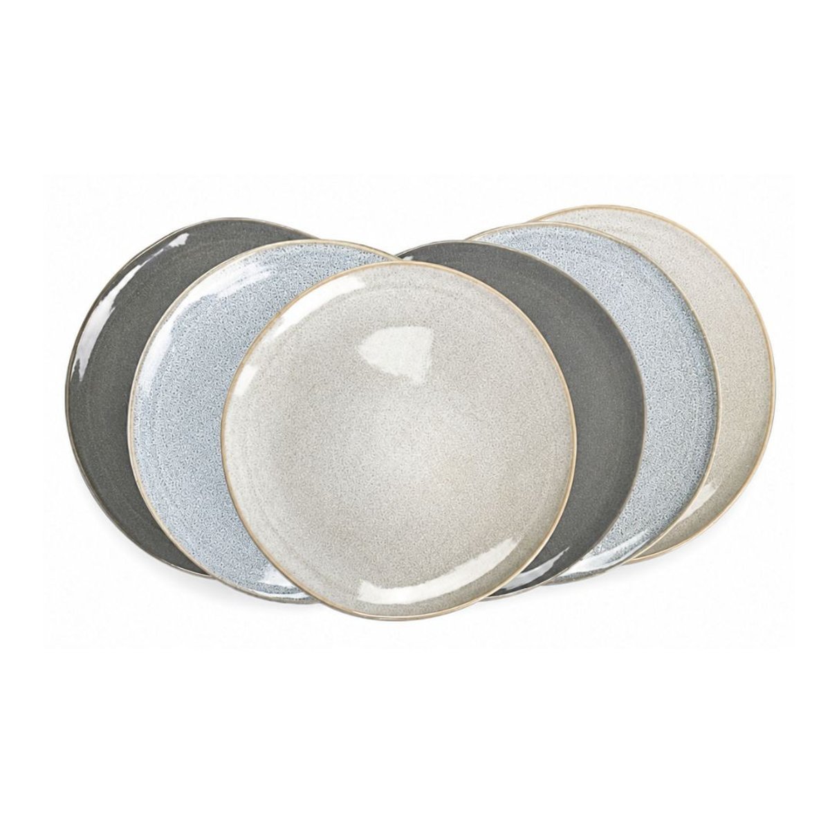 Lot de 6 grandes assiettes, ZAO gris, ARTIME