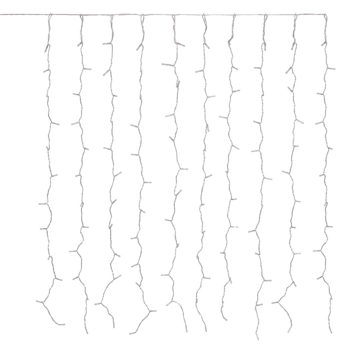 Rideau lumineux de façade d'extérieur 0,9 x 1,2 m 120 LED blanc froid 8 fonctions avec minuteur à piles blanc froid, ATMOSPHERA