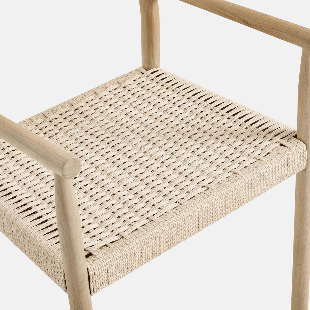 Fauteuil de table en chêne et plaqué effet bois blanchi et corde tressée, TAGA naturel, LA REDOUTE INTERIEURS
