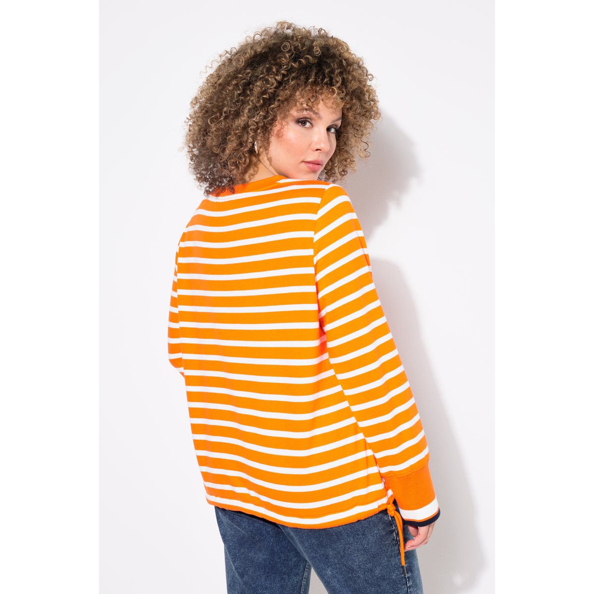 Sweat-shirt rayé orange vif, ULLA POPKEN