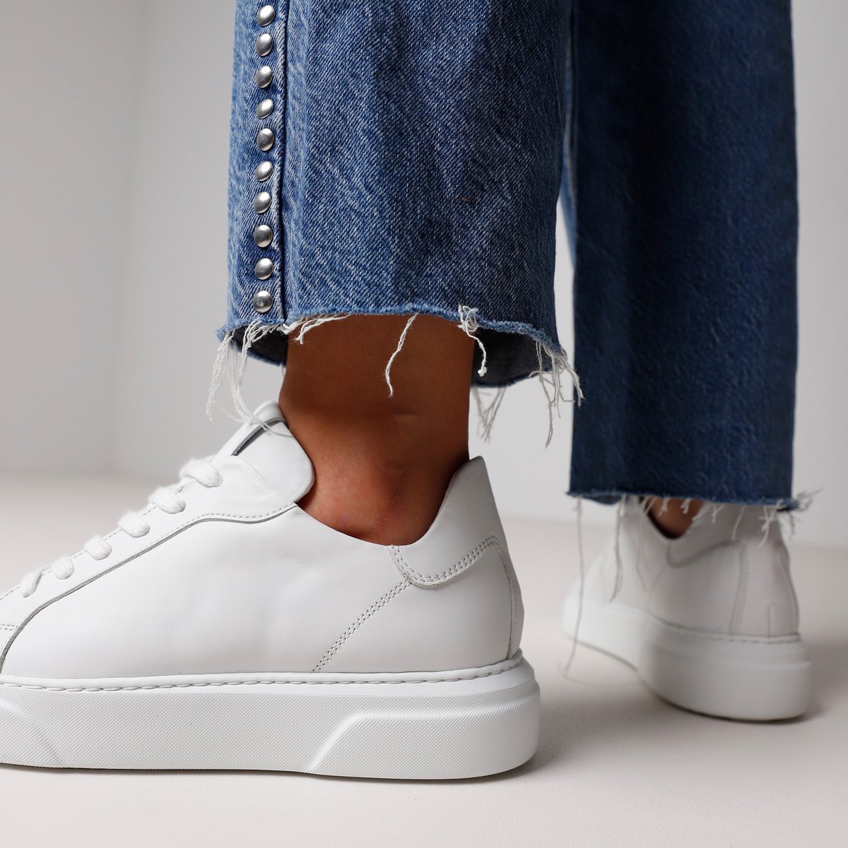 Baskets en cuir JUNO UNI blanc, VIA VAI