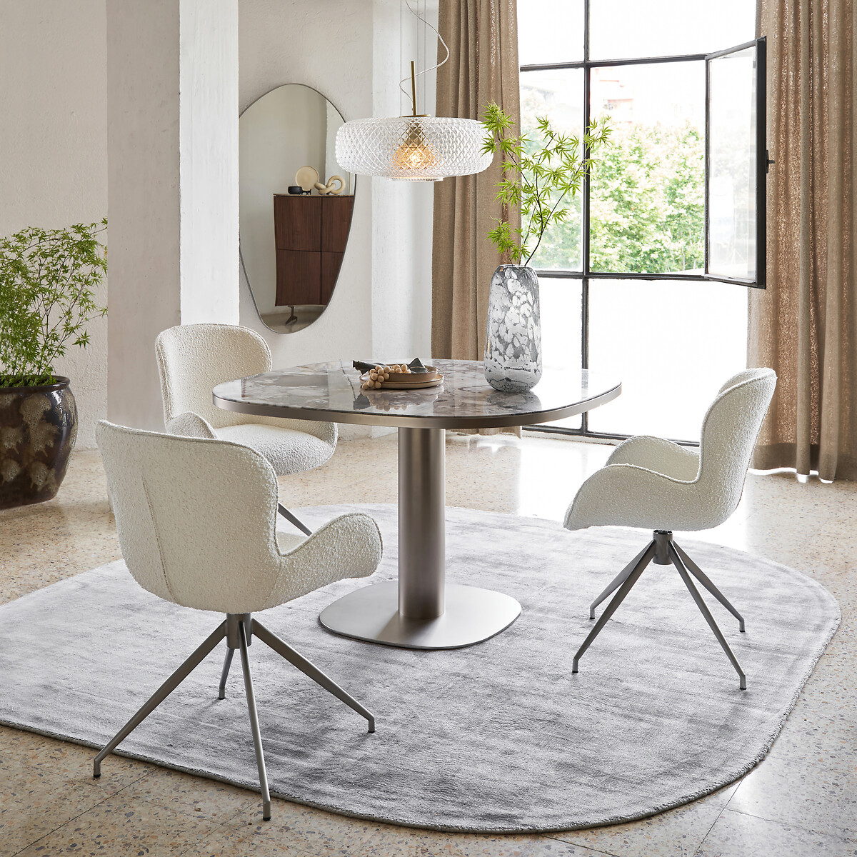 Fauteuil de table bouclette, Asyar craie, AM.PM