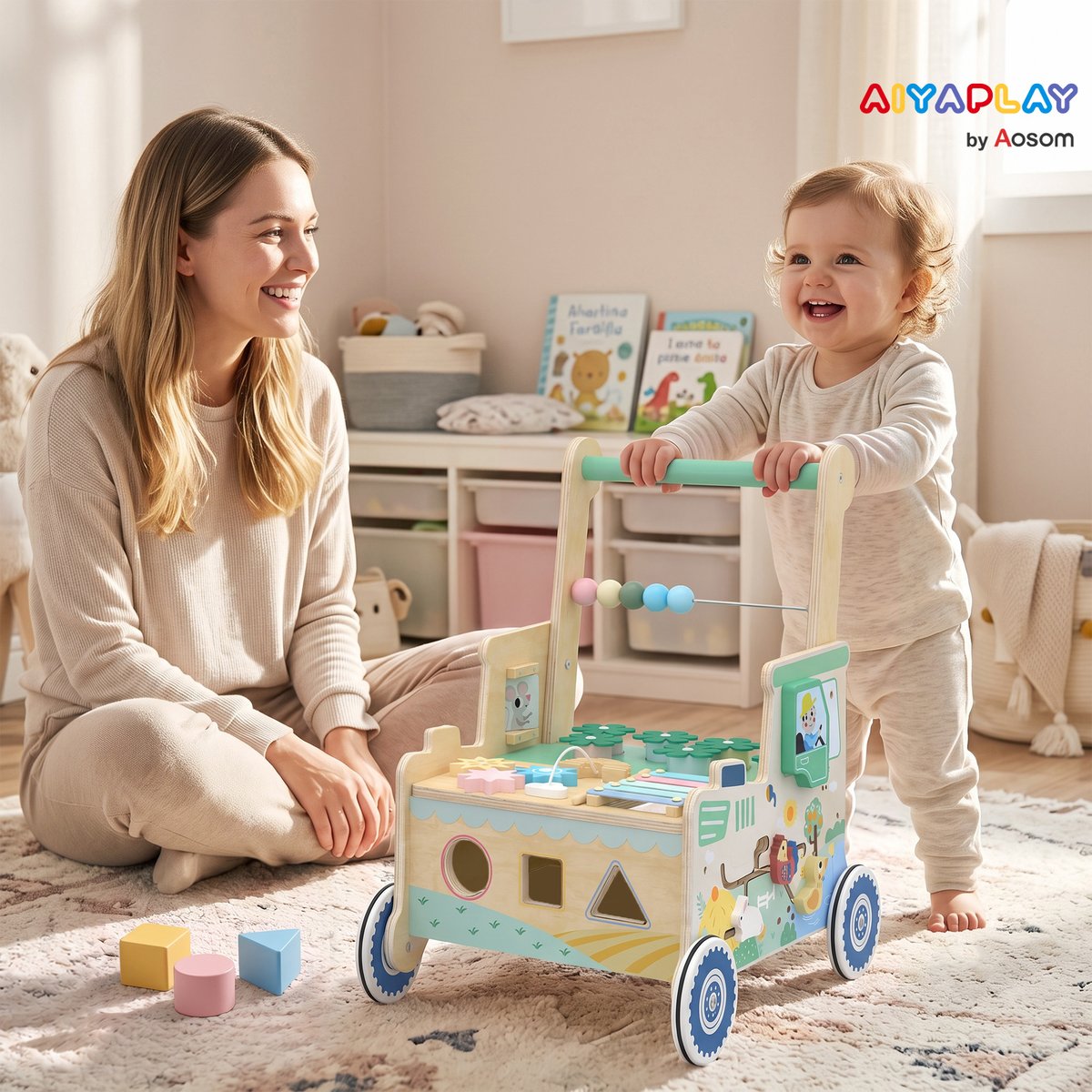 Trotteur pour bébé Panneau multicouche Vert vert, naturel, AIYAPLAY