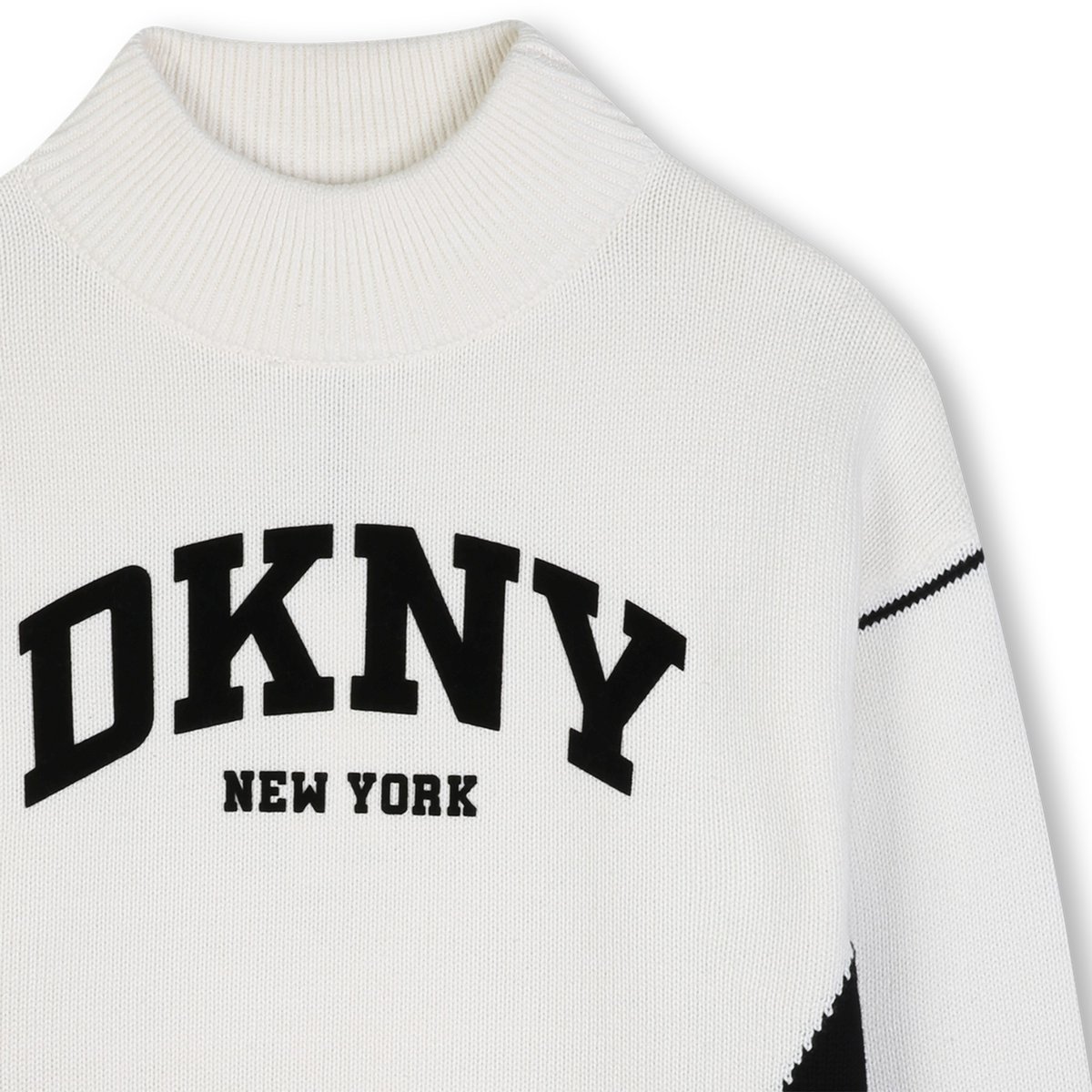 Pull col montant blanc noir, DKNY