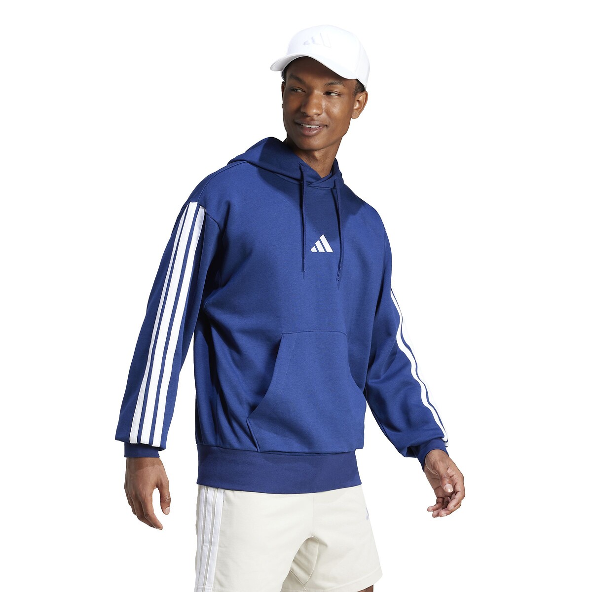 Sweat molleton à capuche Essentiel 3 bandes bleu, ADIDAS SPORTSWEAR