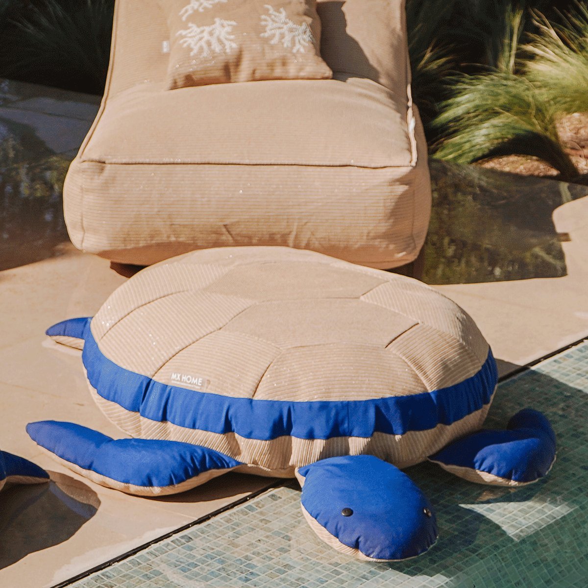 Pouf tortue extérieur flottant déhoussable beige, MX HOME