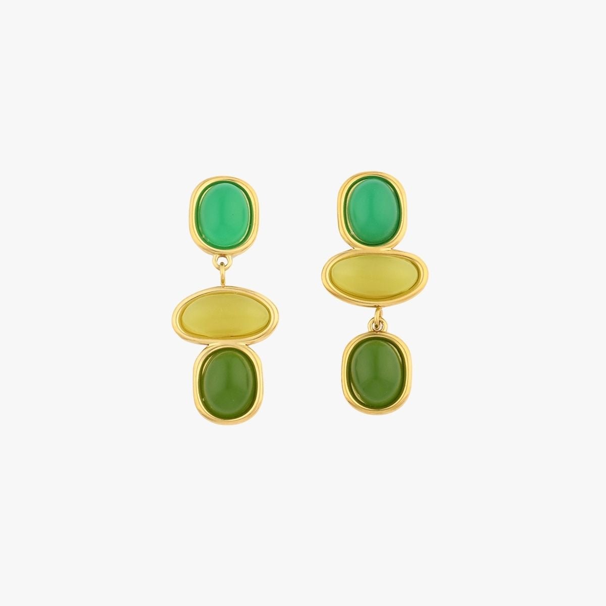 Boucles d'oreilles pendantes à cabochons verts vert, BALABOOSTE