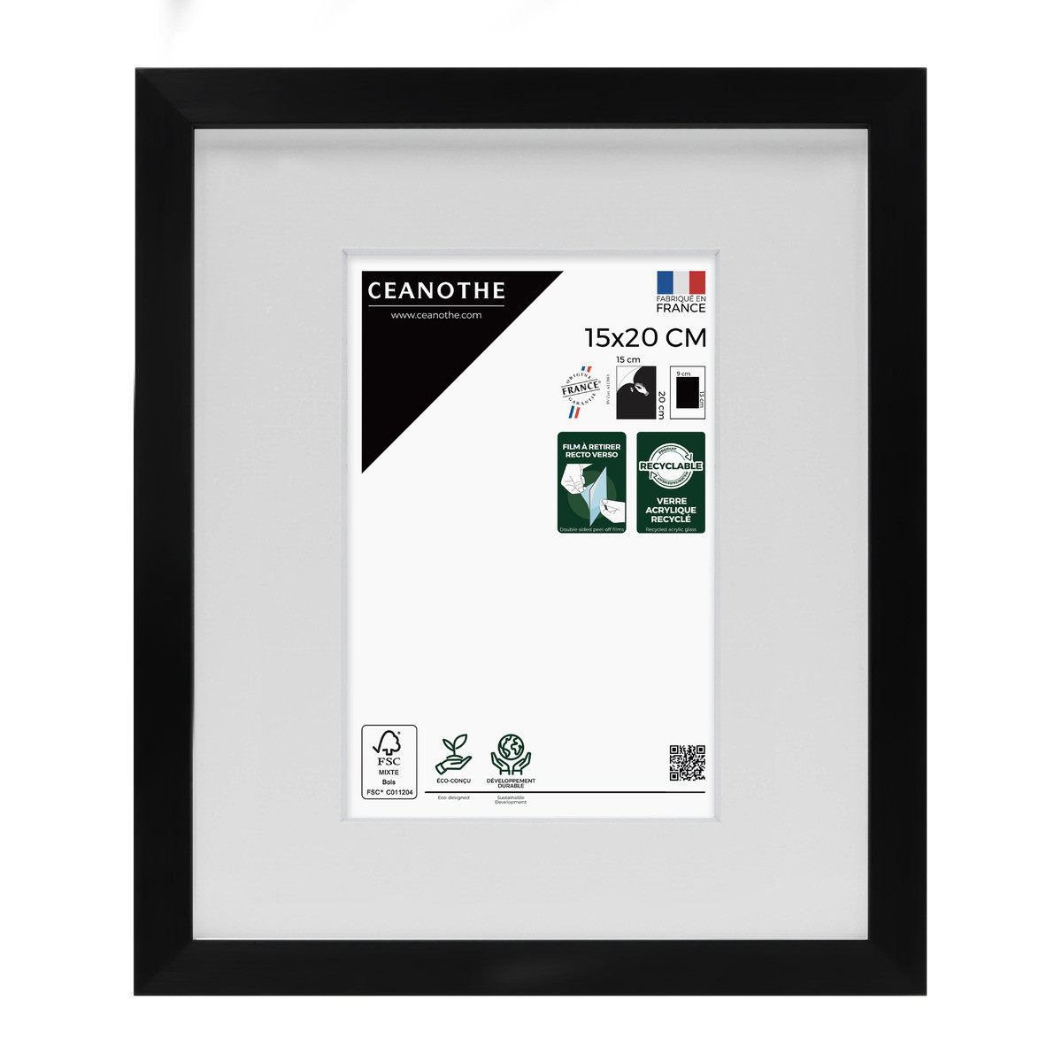 Cadre Photo Avec Passe-partout En Bois WILD noir, CEANOTHE