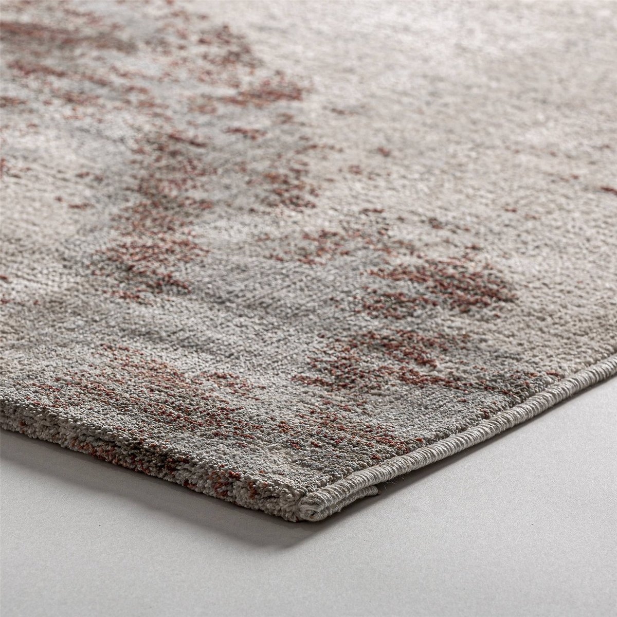 Tapis en viscose à motif patiné beige grisé et brun, RECOLLECTION