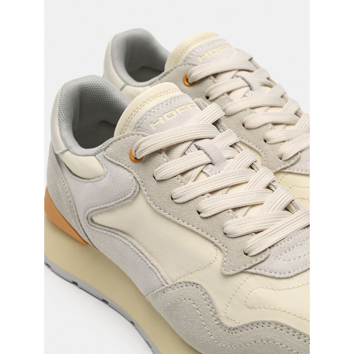 Baskets en cuir City Retro beige, HOFF